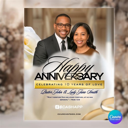 Wedding Anniversary Flyer, Pastor Anniversary Template, Church Canva Announcement - Etsy