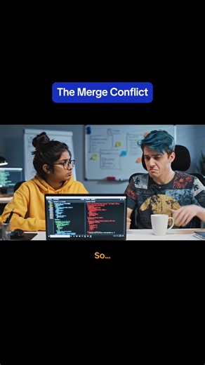 The Merge Conflict#CodingMeme #ProgrammerHumor #Debugging #DeveloperLife #CodeProblems