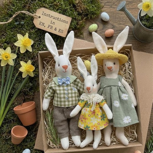 Easter Bunny Family Sewing Pattern PDF Set With Clothes (en / Fr / Es) - Etsy