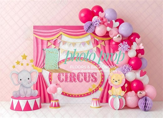 Pink Circus Photography Backdrop, Carnival Animal Birthday Party, Girly Circus Cake Smash, Pink Big Top Photoshoot - Etsy