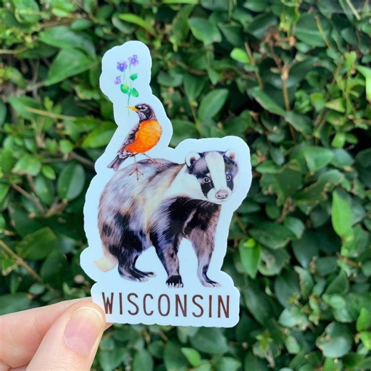 Wisconsin Sticker, State Sticker, Wisconsin Gift, Wisconsin Badger Sticker - Etsy