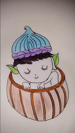 Cute Baby Drawing in Coconut | Easy & Aesthetic Art Tutorial #shorts #art