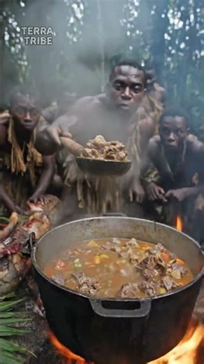 Jungle Feast Baka Tribe Cooking 🍖 #trending #africantribe #triballife