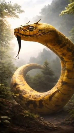 🗯️Giant Golden Snake 🐍🗯️Appears in Jungle 😱 | Real Footage or AI? #snake #animals #amazing #wildlife