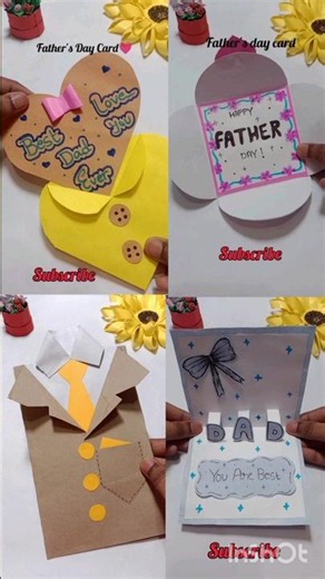 4 Easy DIY Father’s Day Card Ideas ✨#shorts #diy #cardcreations