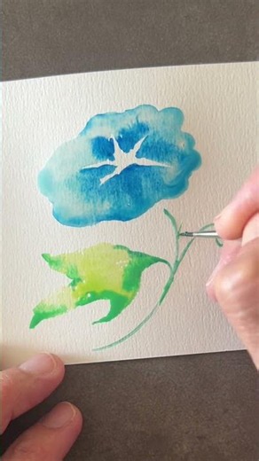 Easy Morning Glory Watercolor Painting 🌿 Blue Flower Tutorial