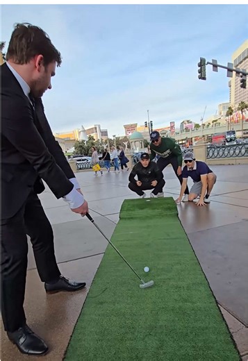 Groom Tackles the $100 Putt Challenge at Golf Course