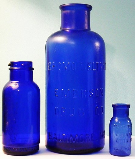 Bromo-Seltzer bottles ~ Cobalt Blue bottles