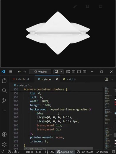 How to create Waving by using HTML,CSS and JAVASCRIPT in VS code.