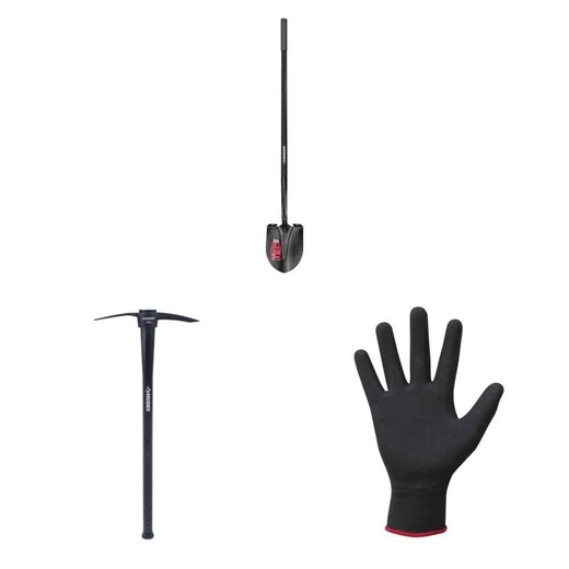 Husky 47 in. Digging Shovel, 2.5 lb. Pick Mattock with 36 in. Handle and Nitrile Grip Gloves (6-Pack) - The Home Depot