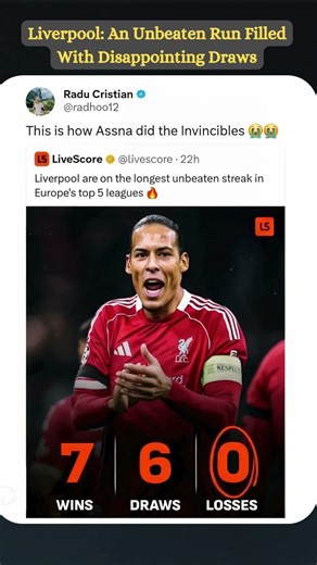 Liverpool: An Unbeaten Run Filled With Disappointing Draws #viral #footballshorts