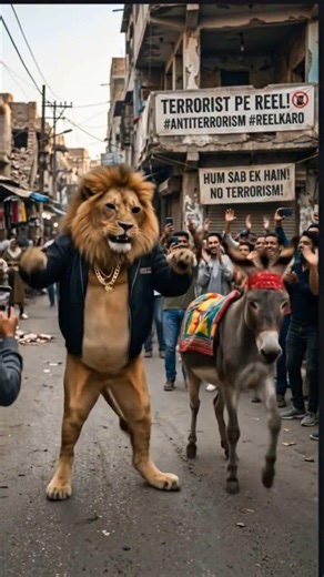 lion and donkey dance in/AI animated video viral short/All people see kids adults children enjoying