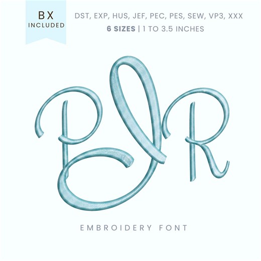 Script Monogram Embroidery Font - Cursive Embroidery Font - Machine Embroidery Alphabet - 6 Sizes - BX, PES + More Formats - Etsy