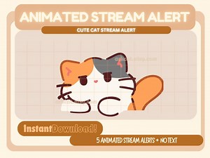 Calico Cat Animated Stream Alerts: Twitch, Youtube, OBS (digital Download) - Etsy