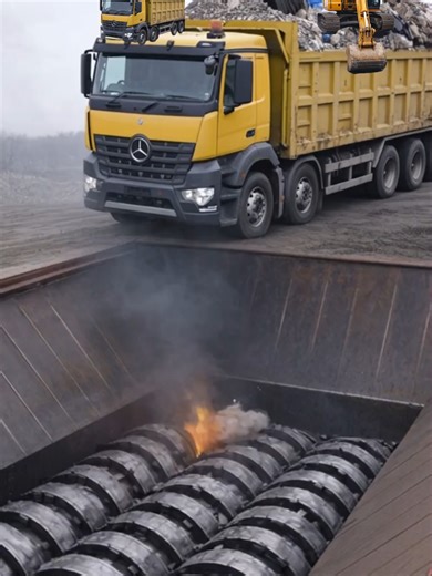 Trucks and excavators vs. industrial shredders#truck