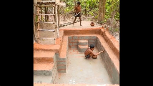 An incredible underground pool is constructed using just mud, showcasing impressive skill and craftsmanship