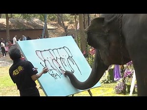 Elephant Paints Pictures With Her Trunk