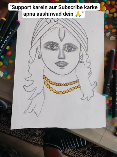 Easy Krishna Drawing for Beginners | Pencil Sketch to Colorful Art