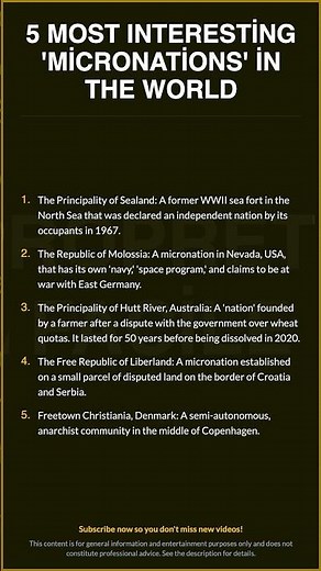 5 Most Interesting 'Micronations' in the World\n\nThe Principality of Se...