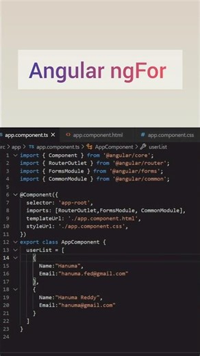 Angular ngFor #angular #coding #interview #forloop #js #array #programming #technical #directives
