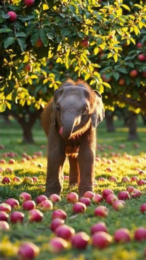a cute baby elephant eating apples #animals #elephant