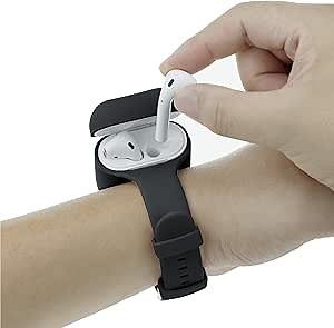 Latest Wrist Band for AirPods/AirPods 2 Case Accessories Sport Strap Cover Compatible with Apple Airpods 1st and 2nd Wireless Charging Case Portable Full Protective Silicone Skin (Black)