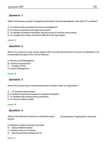 ITIL 4 Practitioner Information Security Management Practice Questions | PeopleCert ITIL 4 Exam Prep