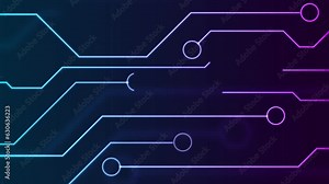 Abstract blue ultraviolet neon technology background with circuit board lines. Video animation Ultra HD 4K 3840x2160