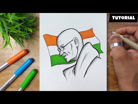 Independence Day Drawing 2025 Step By Step / Freedom Fighter Mahatma Gandhi Drawing