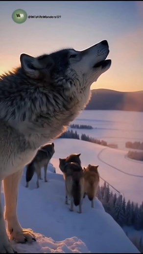 Alpha Wolf Leads a Chilling Sunrise Howl