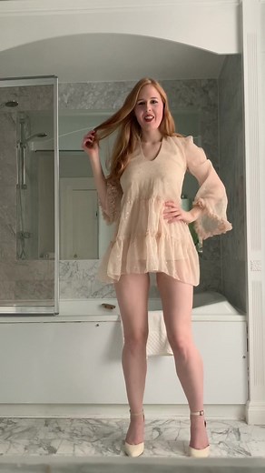 #dress #model #thedress #dress #behindthescenes #behindthescenesphotoshoot #photoshootideas #cream #ginger #redhead #legsfordays #legs #longlegs #longlegsgirl #heels #heelschallenge #stiletto #bathroom