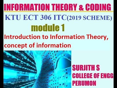 KTU ECT 306 ITC (2019 SCHEME) Introduction to Information Theory, concept of information module 1