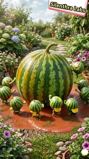 What Happens When 10 Mini Watermelons Punch a Giant One 😱🍉 #Shorts