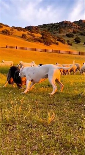 Dogo Argentino stops a black wolf attack fast 🐺🐕 #farm #dog #wolf #viral