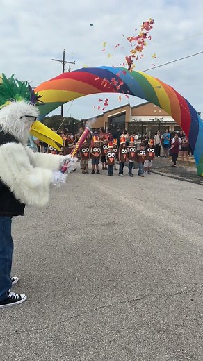 3.8K views · 52 reactions | Motley the Pelican joined the High Island PTO Turkey Trot | The Motley Krewe of Crystal Beach | Facebook