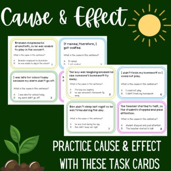 Cause and Effect Task Cards | Reading Comprehension Practice Google Slides