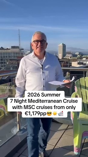 Summer 2026! 7-night Mediterranean Cruise with MSC Cruises from only €1,179pp! 😱🛳😍 Includes: ✈Return flights from Dublin ✈Checked in bag 🤩Transfers 🛳7-night cruise onboard MSC Meraviglia - inside cabin 🎼Entertainment onboard cruise 🤩All meals and snacks 🤩Gratuities 🥂Add Premium Extra drinks package from €39pp per day Itinerary: 📍Barcelona 📍La Goulette 📍Palermo 📍Naples 📍Livorno (Florence, Pisa) 📍Marseille 📍Barcelona ✈️Price above is based on 2 sharing and travelling dates in May &