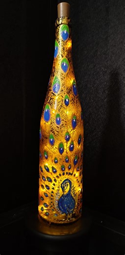 Hand Painted Bottle Lamp - Etsy
