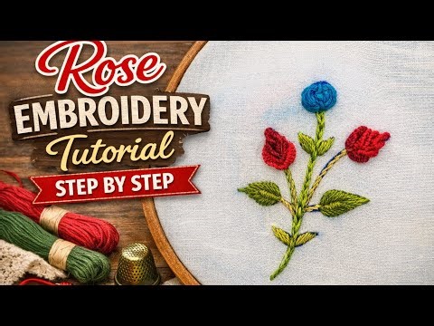 Rose Embroidery Tutorial Step by Step | Hand Embroidery for Beginners|