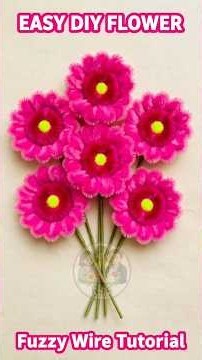 Easy Pink Gerbera Daisy - Fuzzy Wire Flower Tutorial # #rsadiystudio #diy #shortvideo #fypシ