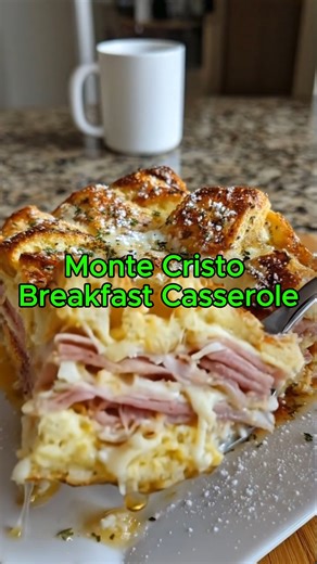 The Ultimate Sweet & Savory Breakfast! 🥓🍓 Have you ever tried a Monte Cristo Breakfast Casserole? 🍞🧀 It’s the perfect mix of ham, cheese, and jam—a true comfort food masterpiece! Just like Grandma's special holiday dishes, but baked in one pan for easy serving. 🥘✨ Save this for your next brunch and tag a sweet & savory lover! 👇 Ingredients : 4 Whole Large Eggs 1 1/2 C. Fat Free Half & Half 1 1/2 Tsp. Dijon Mustard Pinch of Nutmeg Salt & Pepper to Taste 6 C. Stale Cubed French Bread 9 Oz. H