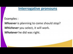 FORM 4 ENGLISH LESSON 27 INTERROGATIVE PRONOUNS