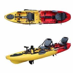 [Hot Item] Double Pedal Kayak Leisure Canoe Tandem 2 Person Kayak Fishing Foot Pedal Drive Kayak with Rudder System