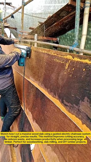 Massive Log Slab Cutting with Electric Chainsaw Guide | Satisfying Woodworking USA