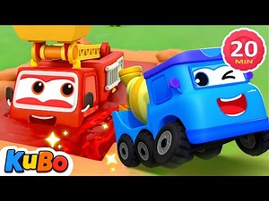 Construction Trucks Help Heroes 🚒 | Teamwork & Rescue | Educational Cartoons for Kids - Kubo