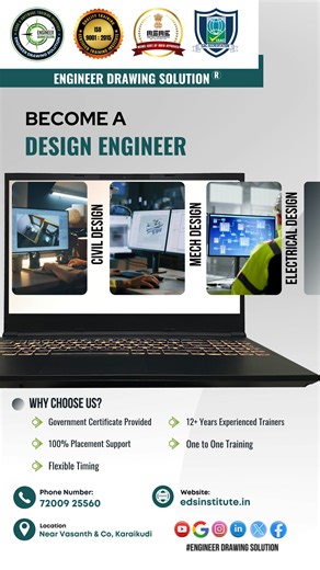 👨‍🎓 Become a Design Engineer 🎓“This course didn’t just teach me CAD — it taught me to think like a design engineer.”🏆 💻Training Highlight's ✅ Government Recognized Certified Training Centre ✅ 12 Years Experienced Trainers ✅ 100% Placement Support ✅ One on One Coaching ✅ Flexible Timing ✅ Easy Payment Method 🎓We Provide Training ✅ CADD Training ✅ BIM Training ✅ Architect Training ✅ Oil and Gas 3D Piping Training ✅ Full Stack Development Training ✅ Tally GST Training ✅ DCA & HDCA Training ✅ 