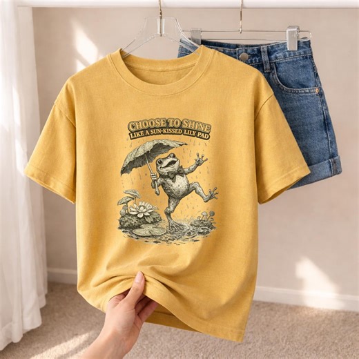 Choose to Shine Frog Mom Tee, Sun-kissed Lily Pad Tee, Cottagecore Goblincore Frog Lover Gift, Whimsical Nature Top Vintage Etching Frog Tee - Etsy