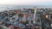 Aerial view of Hagi Sophia and Sultanahmet Camii - Blue Mosque that...