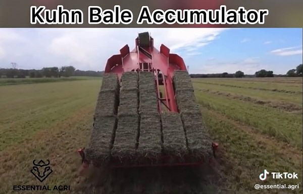 Kuhn Bale Accumulator taking the work out of small square bales #bales #hay #straw #kuhn #baleaccumulator #tractor #essentialagri #fyp #hay2025 #beef #sheep #dairy #tillage