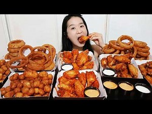 Huge Buffalo Wild Wings Cheat Meal Mukbang 🍟 ASMR Eating Sounds & Minimal Talking